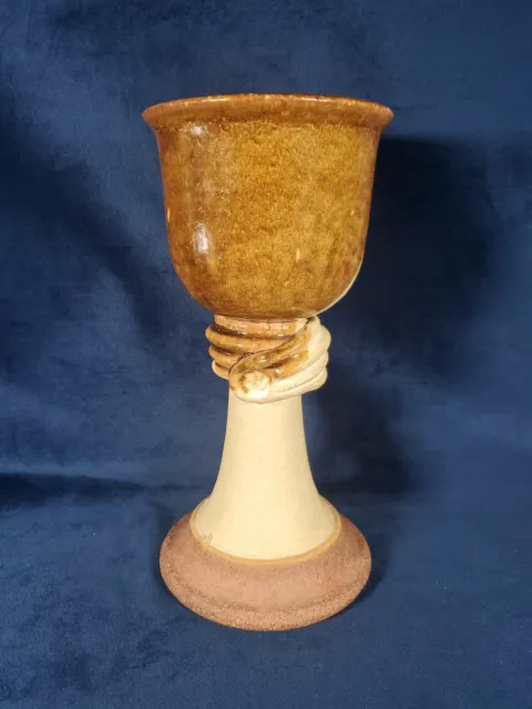 Large Stoneware Handmade Chalice Brown Communion Goblet Catholic Wiccan Alter