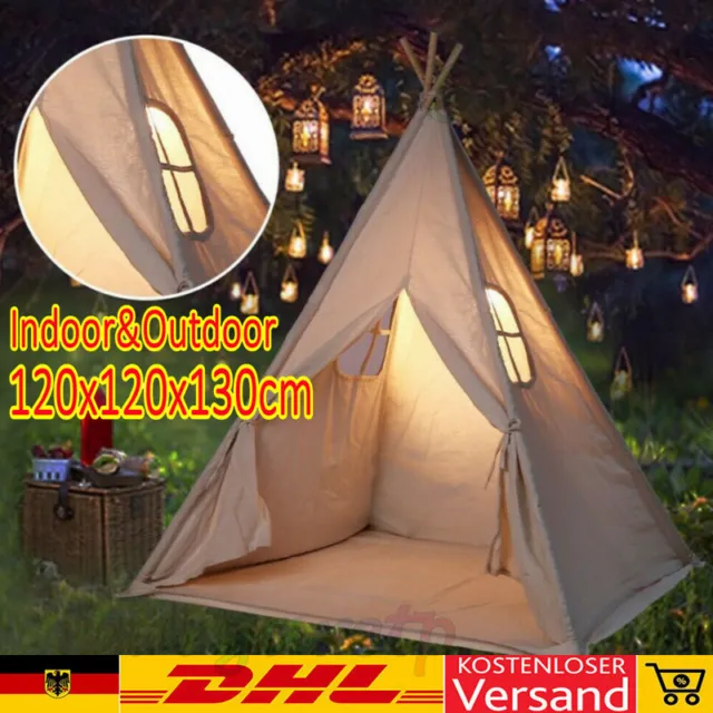 Weiß Groß Tipi Zelt Kinderzelt Spielzelt Indianerzelt Indoor|Outdoor Spielhaus