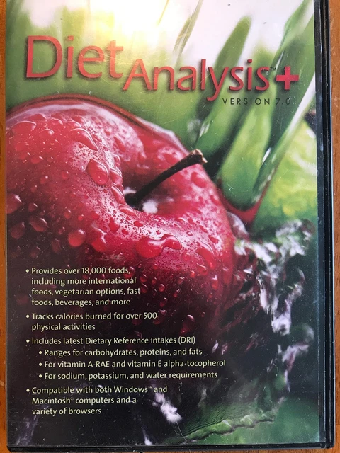 Diet Analysis Plus 7. 1 Windows/Mac CD-ROM by Wadsworth (2005, Digital, Other)