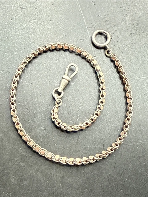 Chaîne De Montre à Gousset Ancienne En Argent Massif Ajouré - Longueur 34cm - Très Bon état