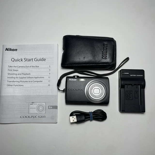 NIKON COOLPIX S203 Digital Camera Tested Charger, Battery