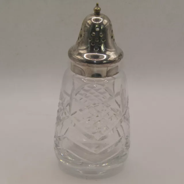 Vintage Silver Plated Sugar Sifter & Cut Glass - lovely item 15cm tall