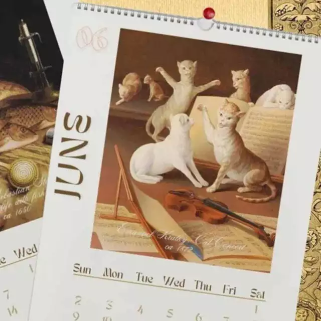 Ugly Cats In Renaissance Painting 2024,12 Monthly Wall Hanging Calendar Funny