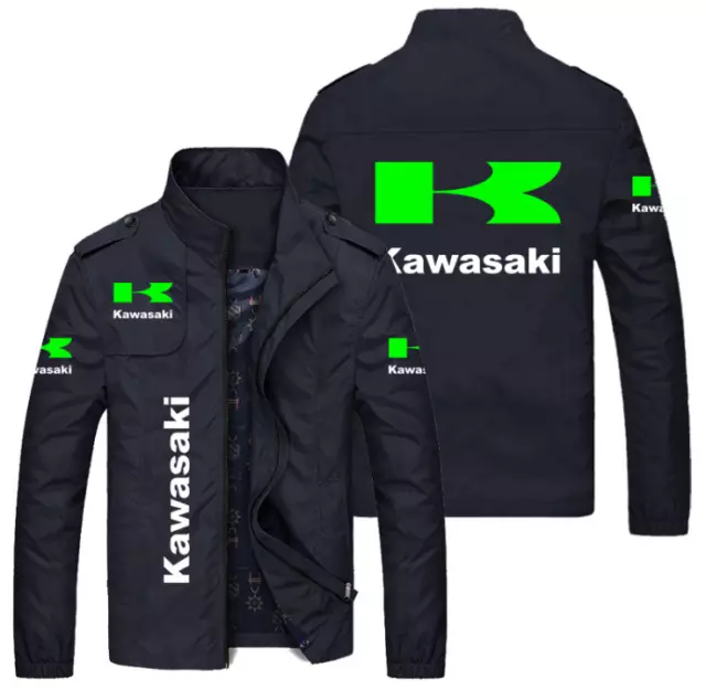 Herren Jacke Kawasaki Motorrad Logo Gedruckt Mode Windbreaker Sportswear DE