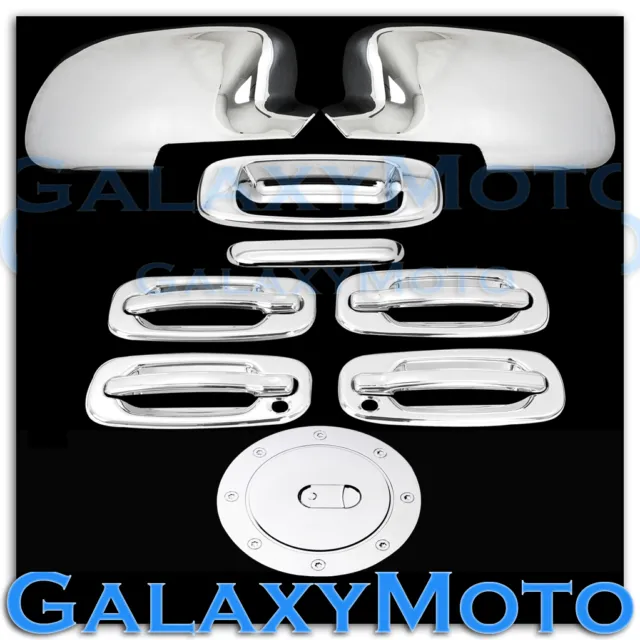 Chevy Silverado Chrome FULL Mirror+4 Door Handle+PSG KEYHOLE+Tailgate+Gas Cover