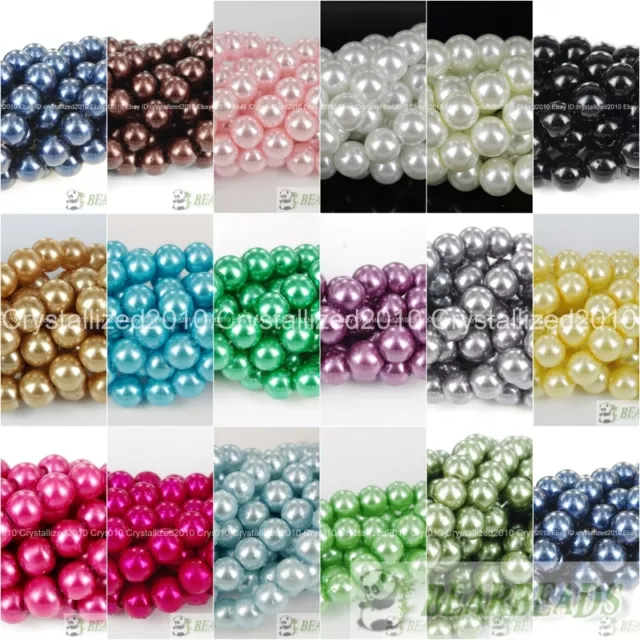 100pcs Top Quality Czech Glass Pearl Round Loose Beads 3mm 4mm 6mm 8mm 10mm 12mm 3