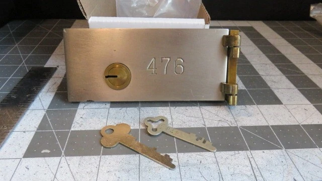 Antique L.L. Bates 1886 Safety Deposit Box Door, Hinges, 1 Op & 1 Guard Key #476