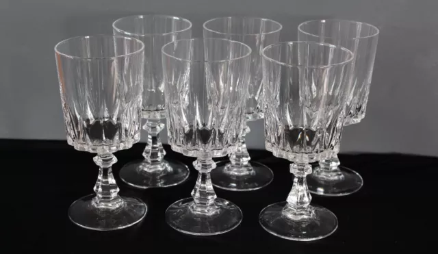 6 verres à vin blanc porto en cristal d'Arques modèle Louvre
