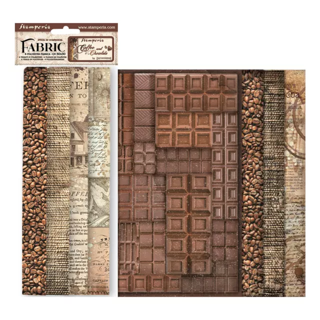 Stamperia Stoffpaket Coffee and Chocolate 4-tlg. 30x30cm Patchwork Stoffe DIY