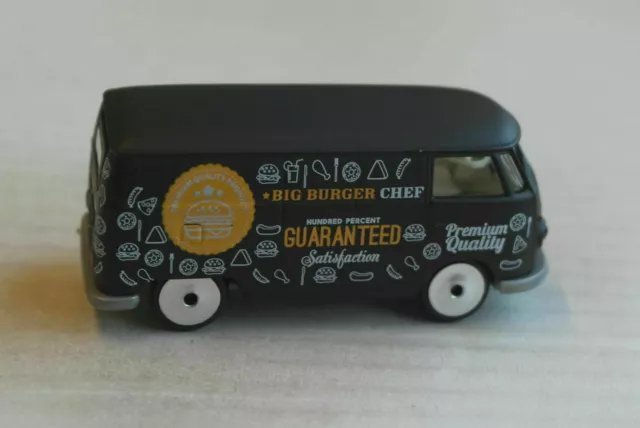 Majorette VW Volkswagen Bus T1 Kasten mattschwarz Big Burger Chef Oldtimer black 3