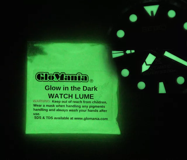 GLOW IN THE DARK Pigment Powder WATCH LUME Powder Coating Green or Blue