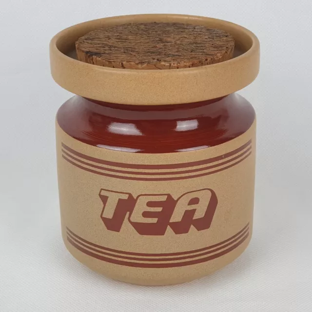 FS Made In Romania Vintage Retro Mid Century Ceramic Tea Canister With Cork Lid