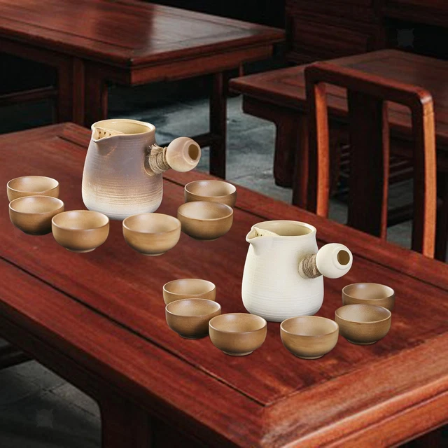Théière en porcelaine, ensemble de tasses avec filtre à thé, avec poignée