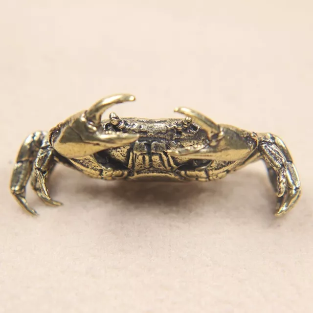 Brass Crab Statue Ornament Copper Handmade Antique Animal Miniature Figure Gift