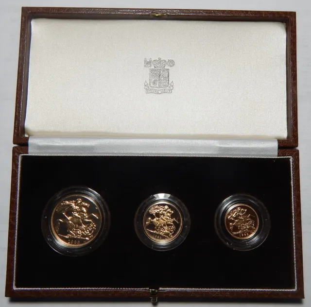 1983 GREAT BRITAIN UK 3-Coin GOLD PROOF SET (w/Box & COA)