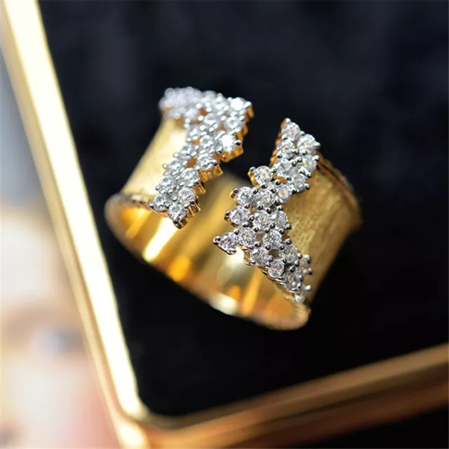 Elegant Gold Plated Rings for Women Cubic Zirconia Jewelry Ring Set Size  6-10