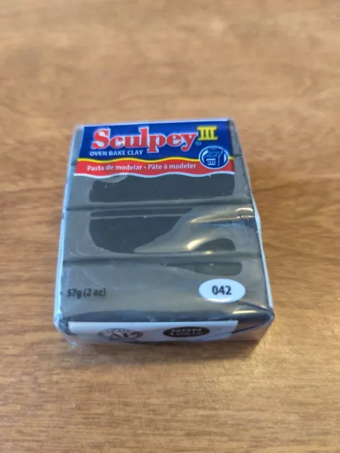 Arcilla para hornear de polímero Sculpey III®, negra, no tóxica, 2 oz. bar, nuevo 1