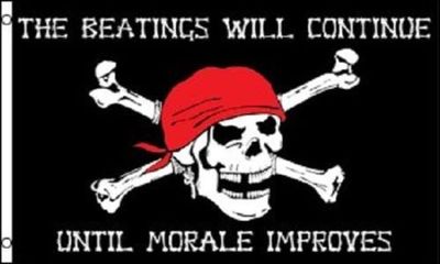 3X5 Pirate The Beatings Will Continue Until Morale Improves Flag Premium Banner