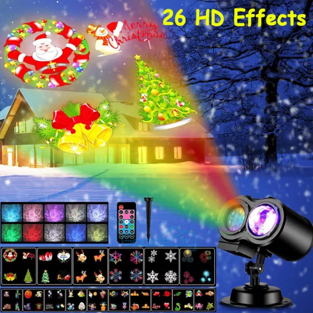 Christmas Snowflake Projector LED Moving Snowfall Laser Outdoor Light Landscape