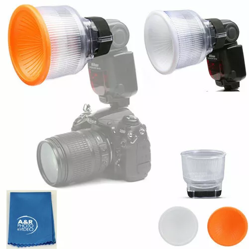 A&R Universal Cloud Lambency Flash Diffuser Orange White Dome for Canon Nikon