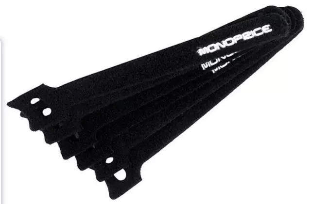 NEW Monoprice Hook and Loop Fastening Cable Ties, 6" 100 pieces/pack, Black