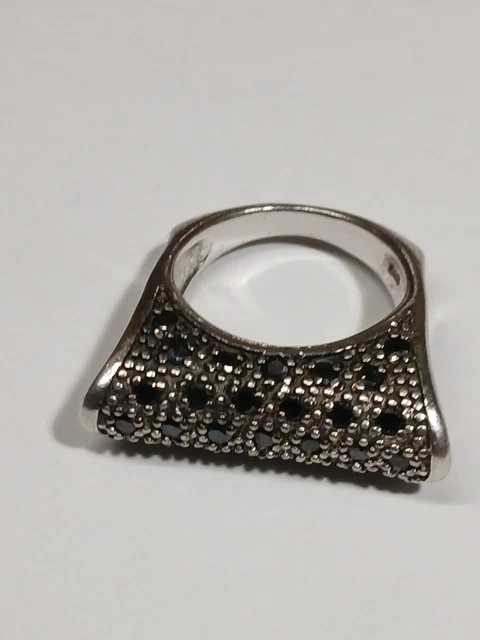 Bague Ancienne En Argent Massif 925 Et Nacre - Taille 55 - Style Vintage