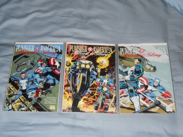 1992 Marvel Comics Punisher & Captain America Blood And Glory 1-3 Tpb Set Vf/Nm