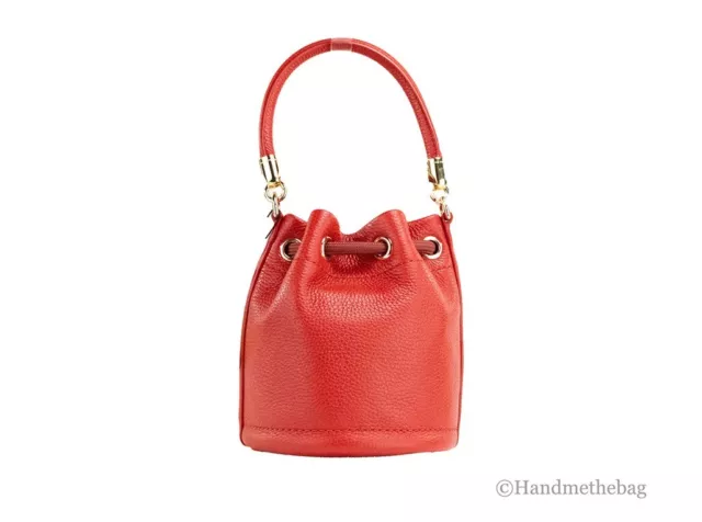 Marc Jacobs The Micro Bucket Bag True Red Leather  Bucket Crossbody Purse 3