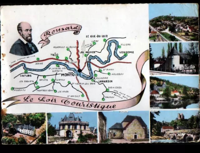 COUTURE-SUR-LOIR (41) POETE RONSARD Carte départementale du LOIR en 1965