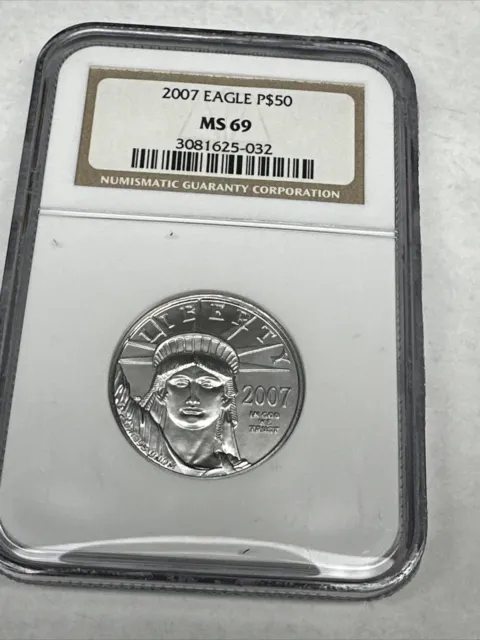 2007 Platinum American Eagle Statue of Liberty 1/2 oz Half Ounce $50 MS 69 NGC