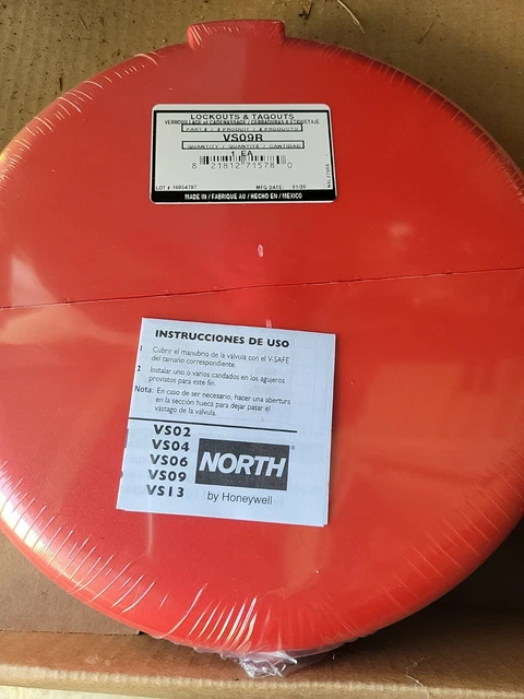 North VS09R Red Lockout Tagout Valve Cover 6.5" - 10" Safety Lock & Tag Out NEW