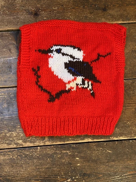 Vintage Hand knitted Red Tank Top Age 12-18 Months Kingfisher Jumper Christmas
