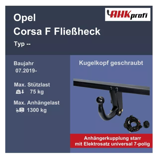 starr AHK Autohak +ES 7 für Opel Corsa F Fließheck -- BJ 07.19- NEU Eintragungsf