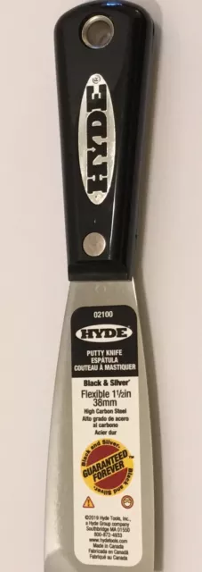 02100 Hyde Putty Knife! Flexible 1 1/2” High Carbon Steel  Guaranteed Forever!!!