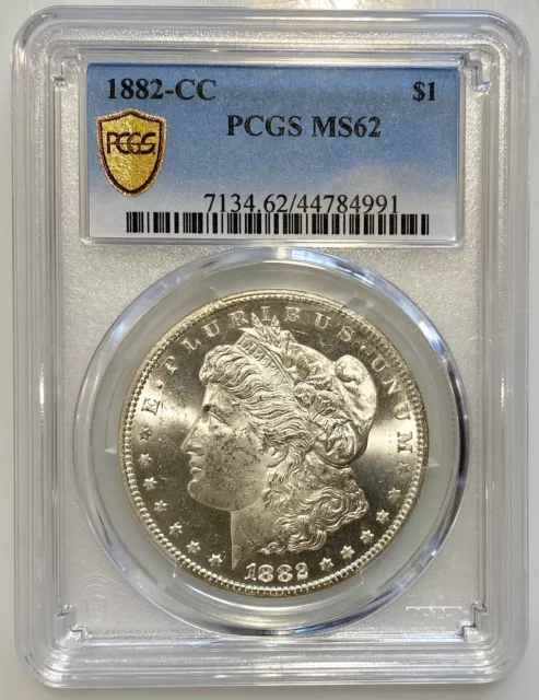 PCGS MS62 1882-CC Morgan Silver $1 Dollar (Gold Shield)