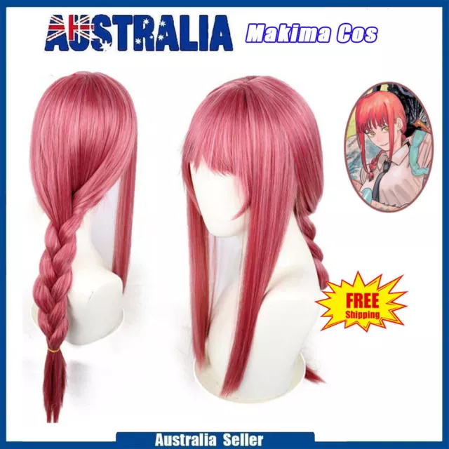 Chainsaw Man Makima Long Pink Braids Wig Hair Anime Cosplay Costume Party Wig AU