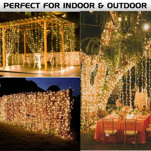 6X3M 600 Led Curtain Fairy String Lights Wedding Outdoor Christmas Garden Party