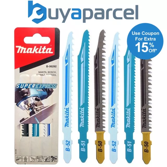 Makita B-06292 Piece Jigsaw Blades Super Express Long Life Blades Wood Metal 6PC