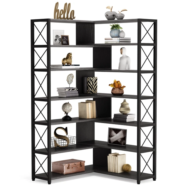TRIBESIGNS CORNER BOOKCASE Bookshelf 6Tier Etagere Storage Shelves