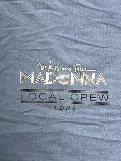 MADONNA CONFESSIONS TOUR LOCAL CREW SHIRT 2006 XL Blue Vintage Rare