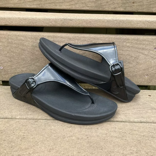 Fitflop Sandals Super Jelly Wedge Thong Slip On - Womens 10 - 403-090