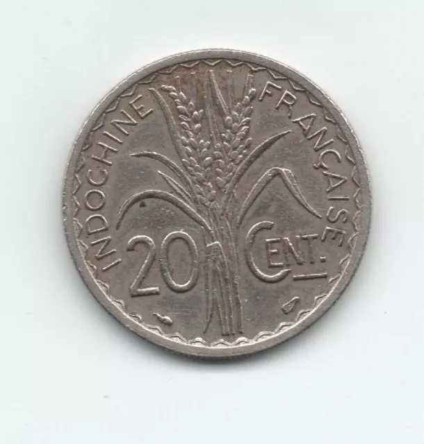 French Indochina 20 Cents 1939 km 23a.1 VF+ 2