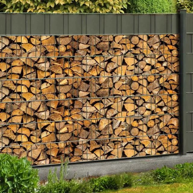M-tec print® Zaunblenden Kaminholz | M-tec Sichtschutz für Doppelstabmattenzäune