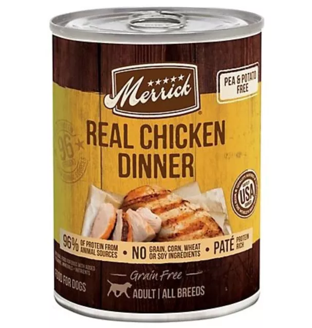 Merrick Grain Free Adult Wet Dog Food Real Chicken Dinner, 1 Can, 12.7 oz