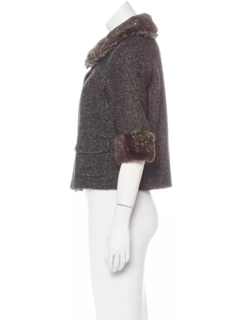 Chanel Fur-Trimmed Wool Jacket Size: L | US10, FR42 2