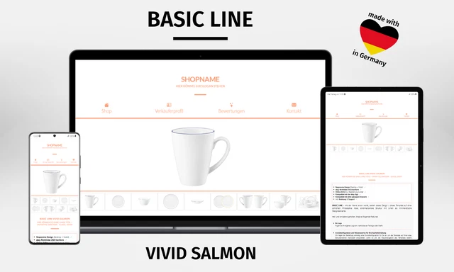 EBAYVORLAGE Template Responsive Auktionsvorlage BASIC LINE VIVID SALMON