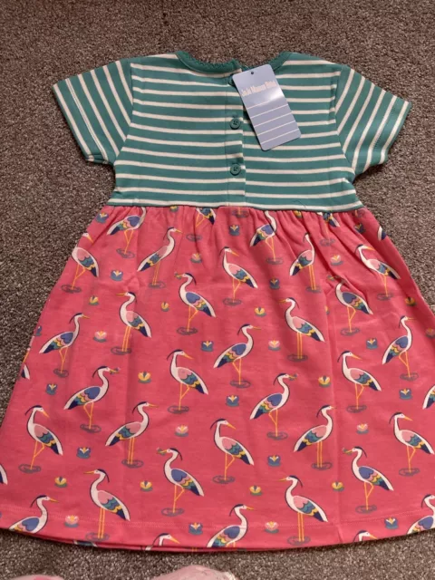 BNWT Jojo Maman Bébé Girls Stripe and Heron Short-Sleeved Dress 3-4 years