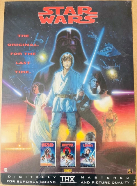 STAR WARS - Original VHS Rerelease - Rare In-Store Promo Poster - Lucasfilm 1995
