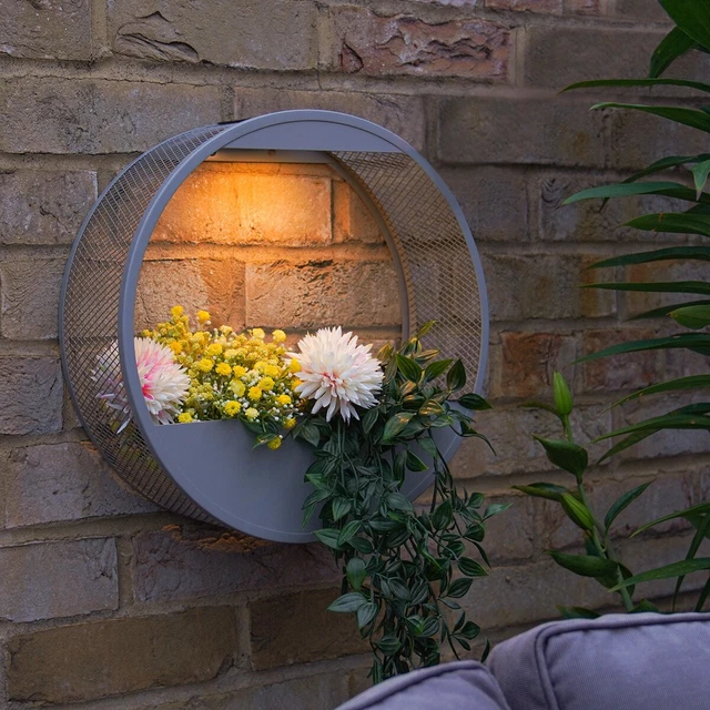 Jardinière ronde suspendue avec éclairage sans fil ELBA 59