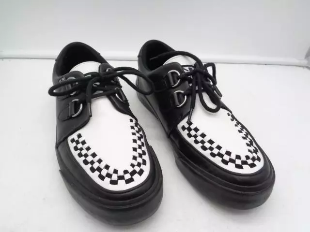 T.U.K. - Doubledecker Creeper Black/White Tukskin - Sapatos de Mulher